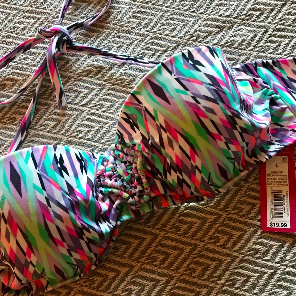 Multi-colored push-up bandeau style bikini top